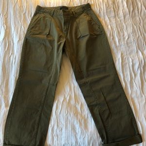 Banana Republic wide-leg olive pants.